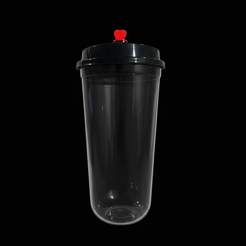 700ml clear plastic cup with black lids